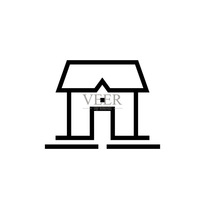黑色极简线条简易房屋图标图标素材