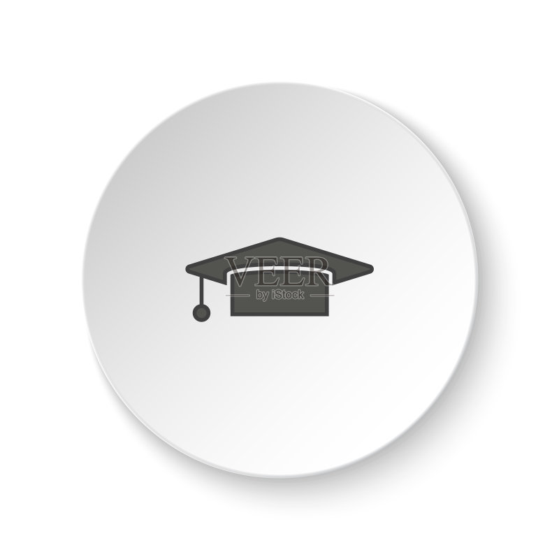 圆形网页图标,毕业帽,应用插画图标素材