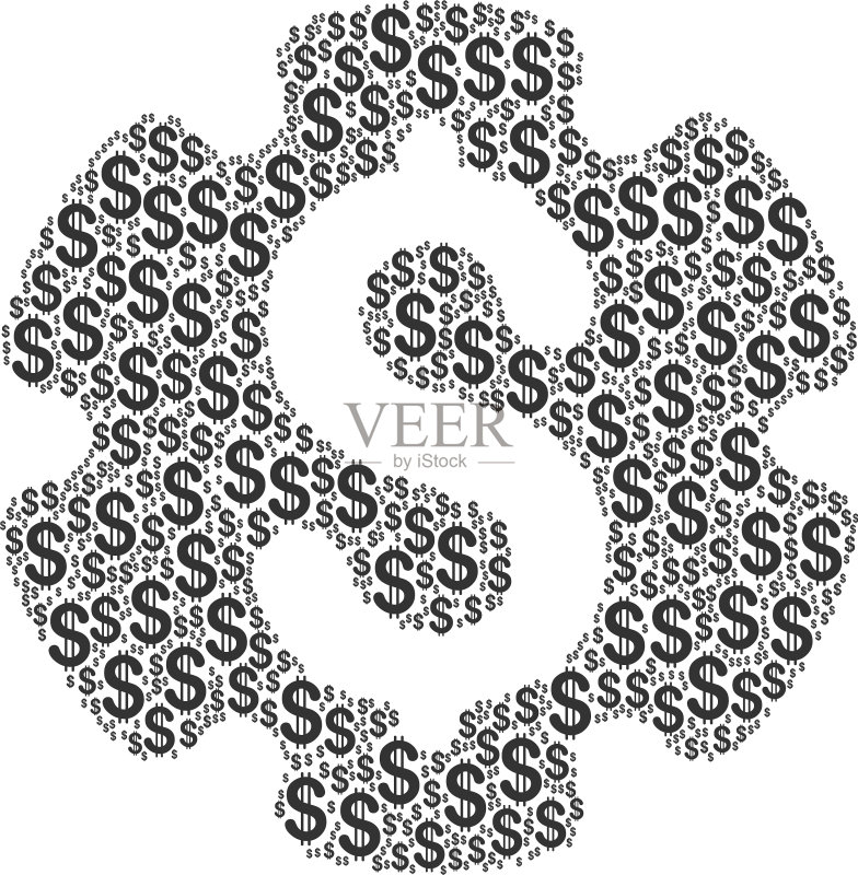 美元金融设置齿轮组合图标素材