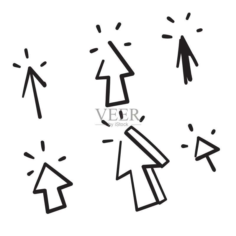 手绘涂鸦点击图标图标素材