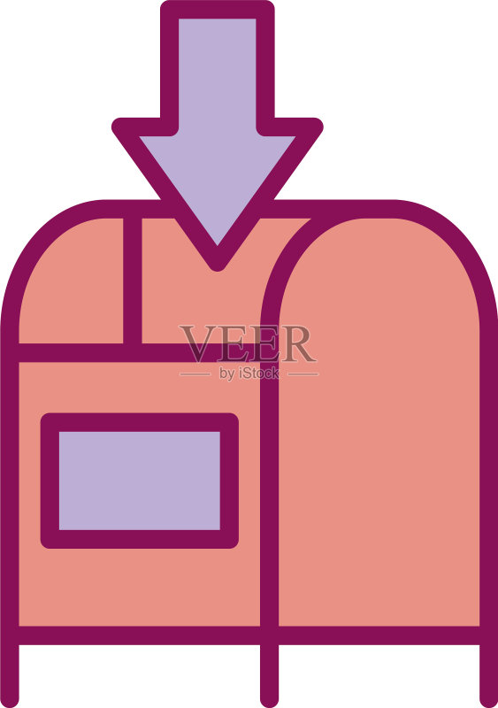 带箭头的隔离邮箱线性填充样式图标素材