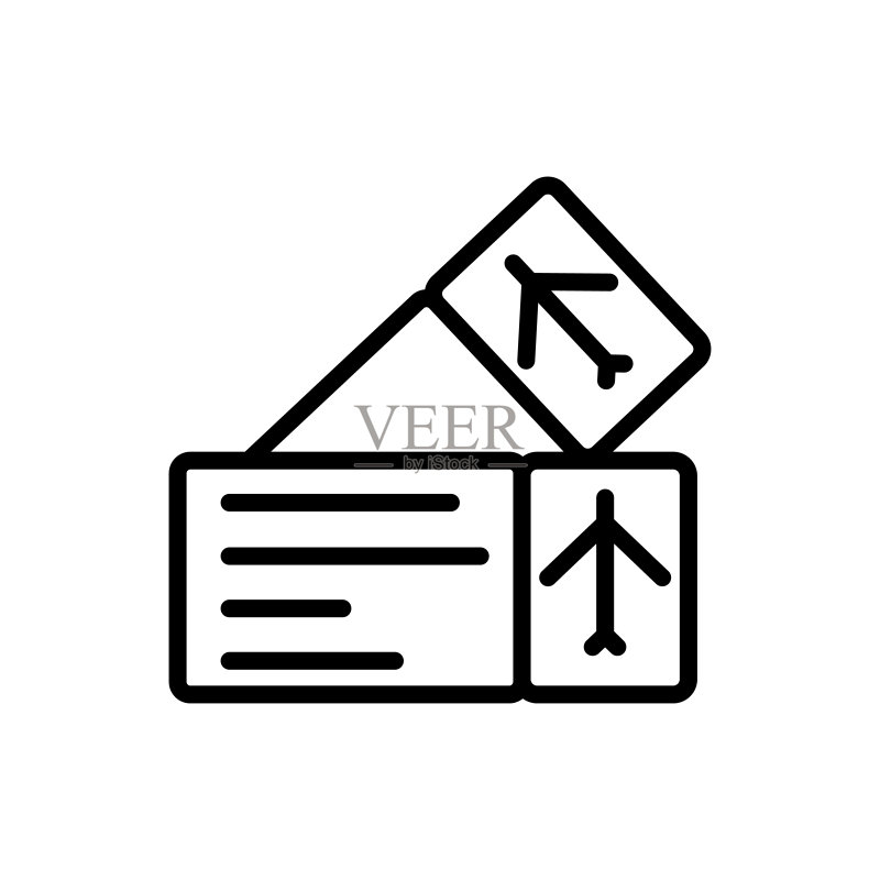 机票图标:用于UI和UX的度假元素线性矢量图,适用于网站或移动应用图标素材