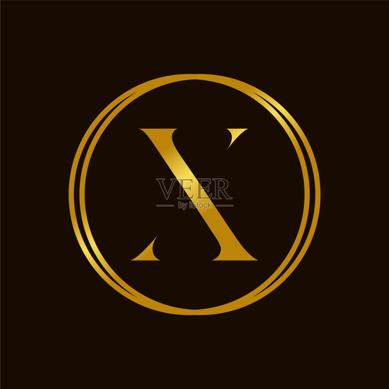 金色圆环X图标素材