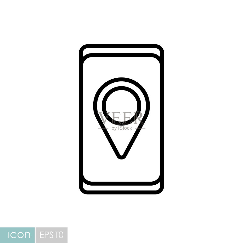 带图钉位置样式图标矢量的智能手机图标素材