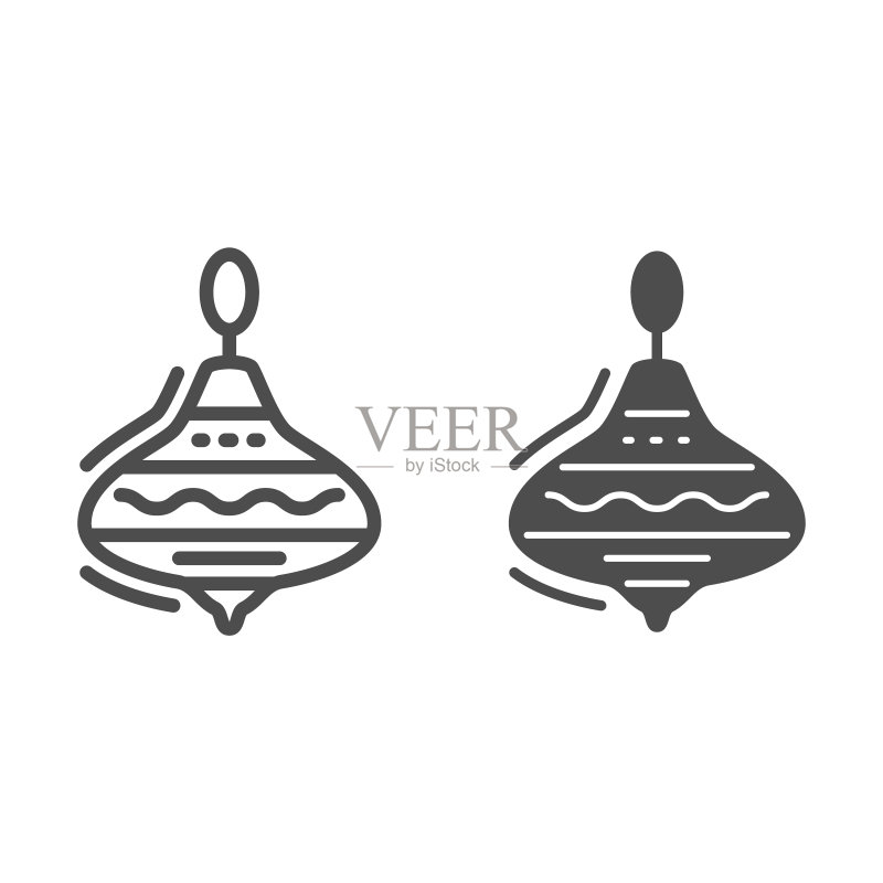 尤拉玩具系列实体图标,儿童玩具概念,白色背景上的旋转玩具标志,用于移动概念和网页设计的塑料旋转玩具轮廓样式图标。矢量图形。图标素材