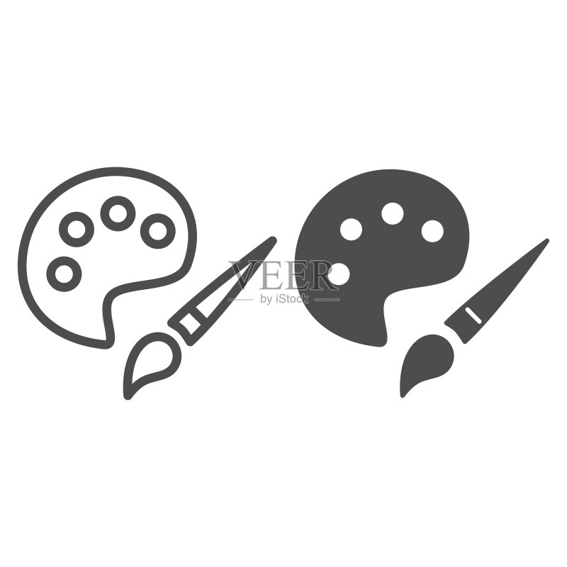 颜料和画笔线条图标图标素材