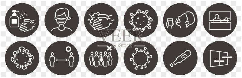 新型冠状病毒图标矢量插画图标素材