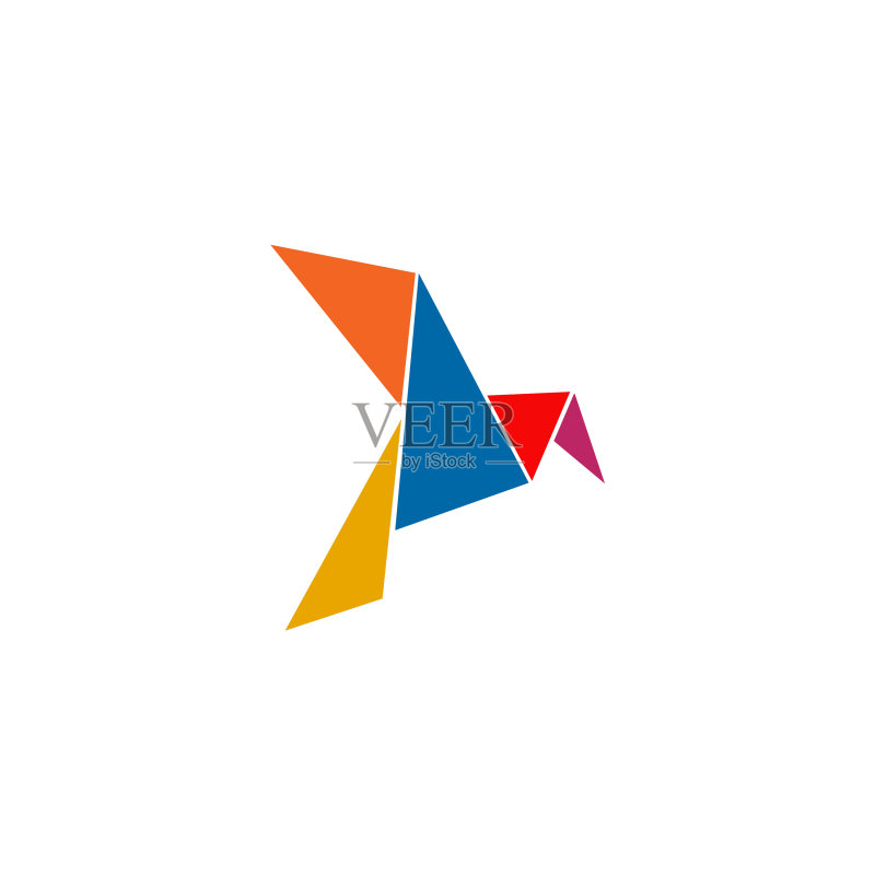 折纸鸟图标logo设计模板图标素材