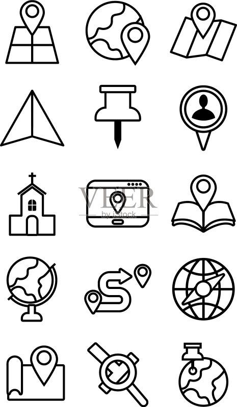 地图线条图标合集图标素材