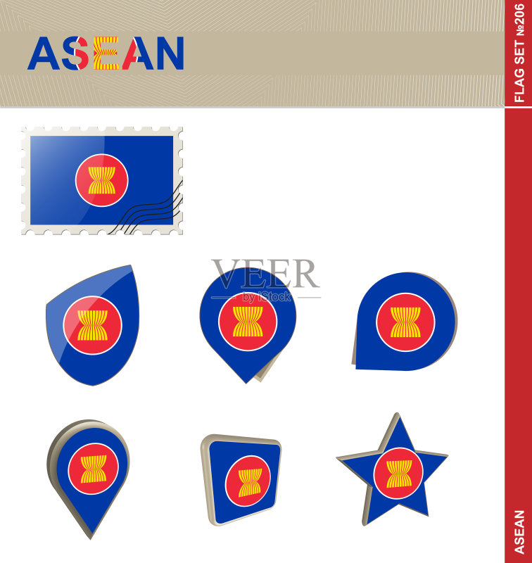 东盟旗帜图标素材