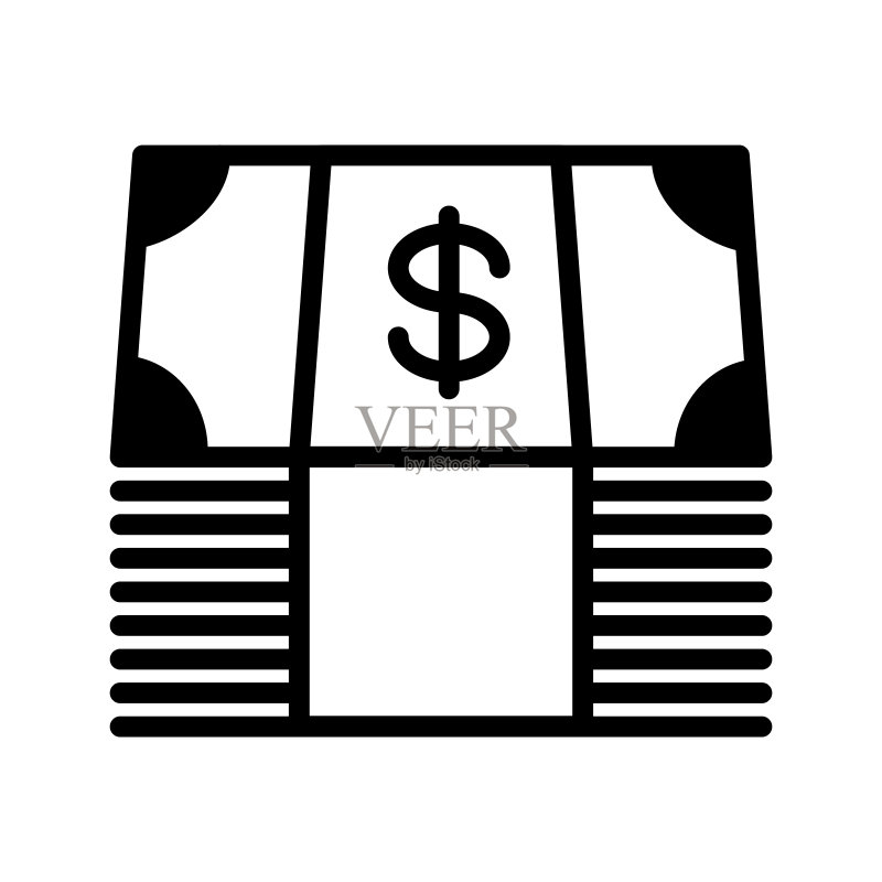 简约货币线条图标:美元现金符号矢量图,适用于APP和网站图标素材