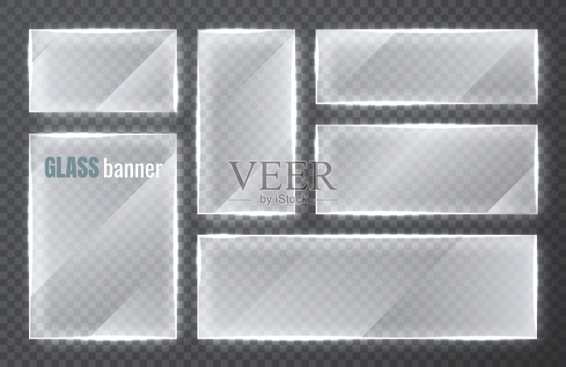 透明玻璃banner图标素材
