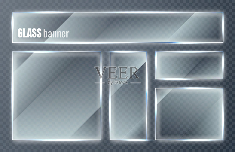 透明玻璃banner图标素材