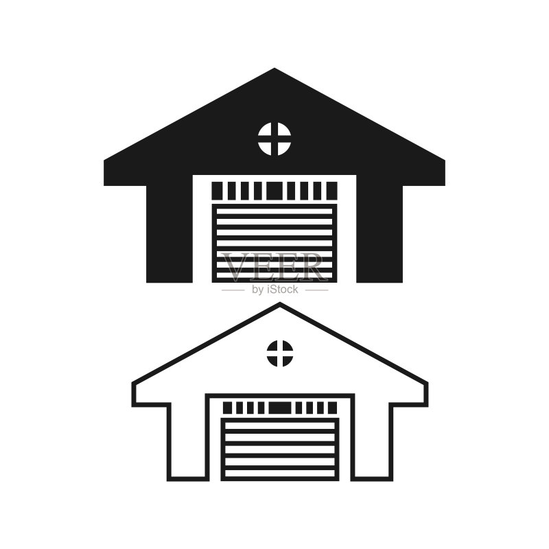 带车库的房屋图标房地产汽车概念房图标素材