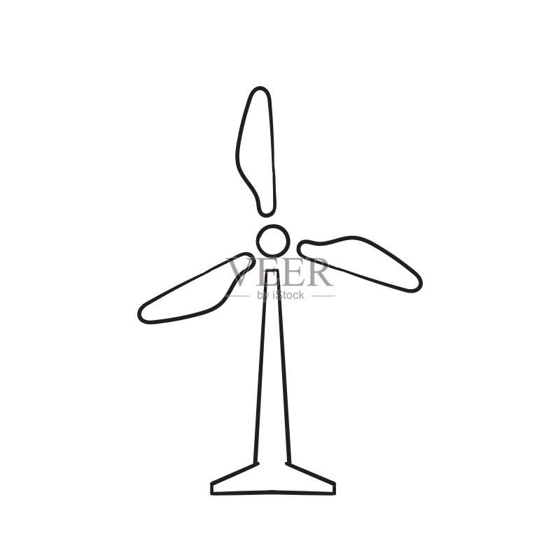 手绘风力涡轮机图标矢量素材图标素材