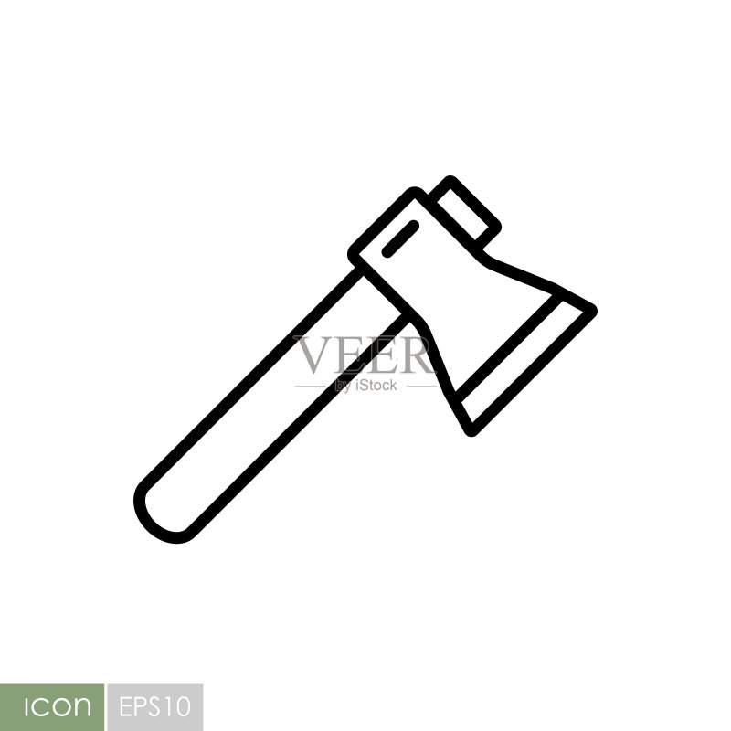 斧头或短柄斧矢量图标,露营标志图标素材