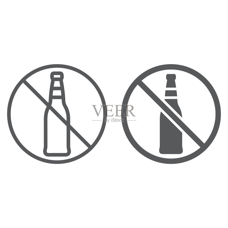 禁止酒精线性图标图标素材