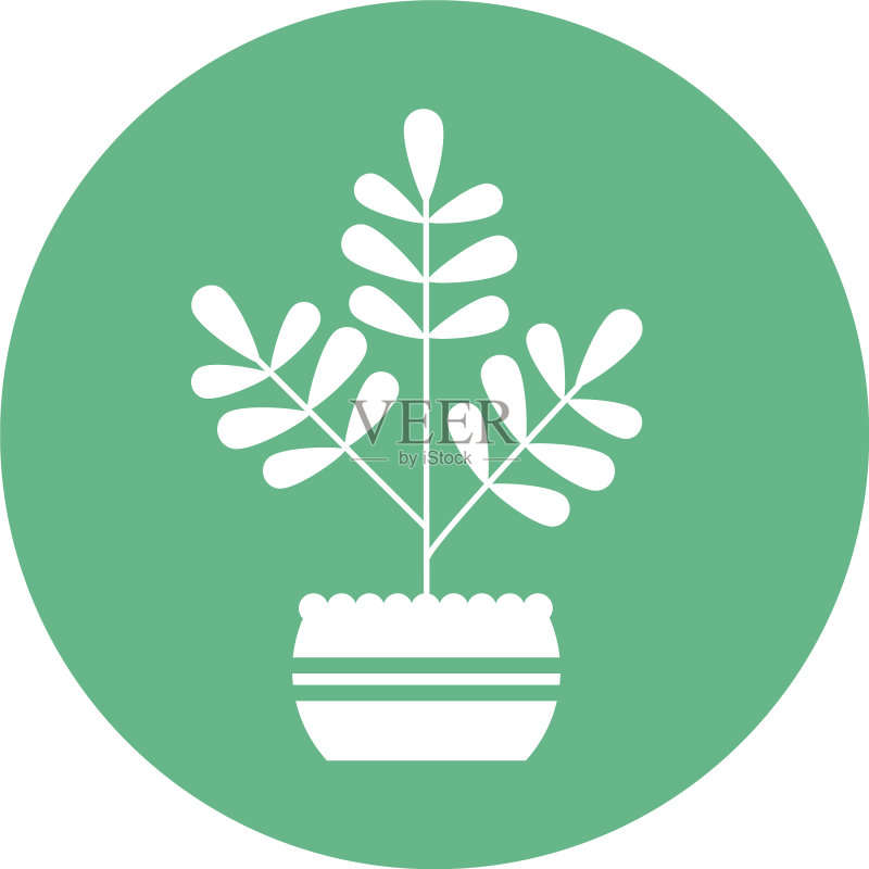 盆栽植物方块扁平风格图标图标素材