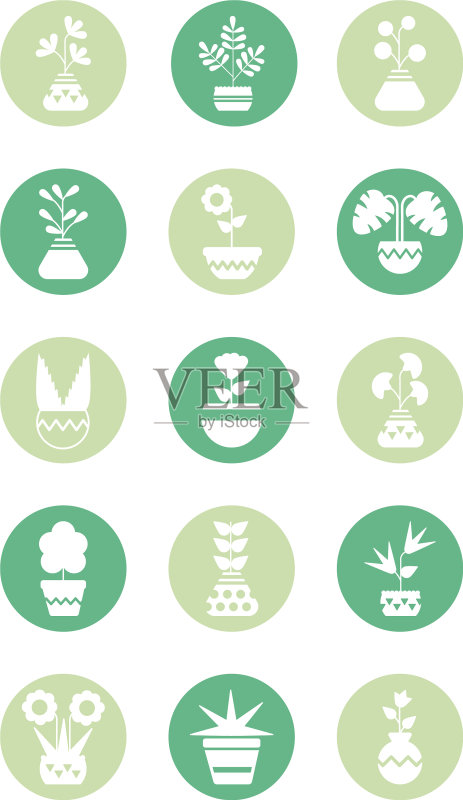 盆栽盆栽植物图标集图标素材