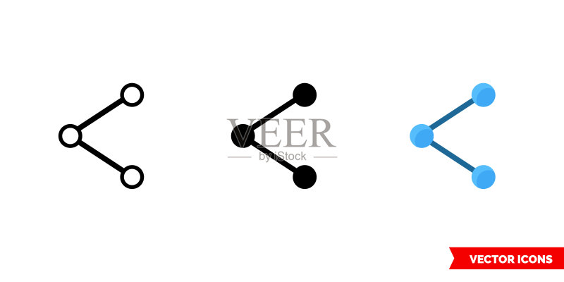 3种类型的社交图标。隔离矢量符号图标素材