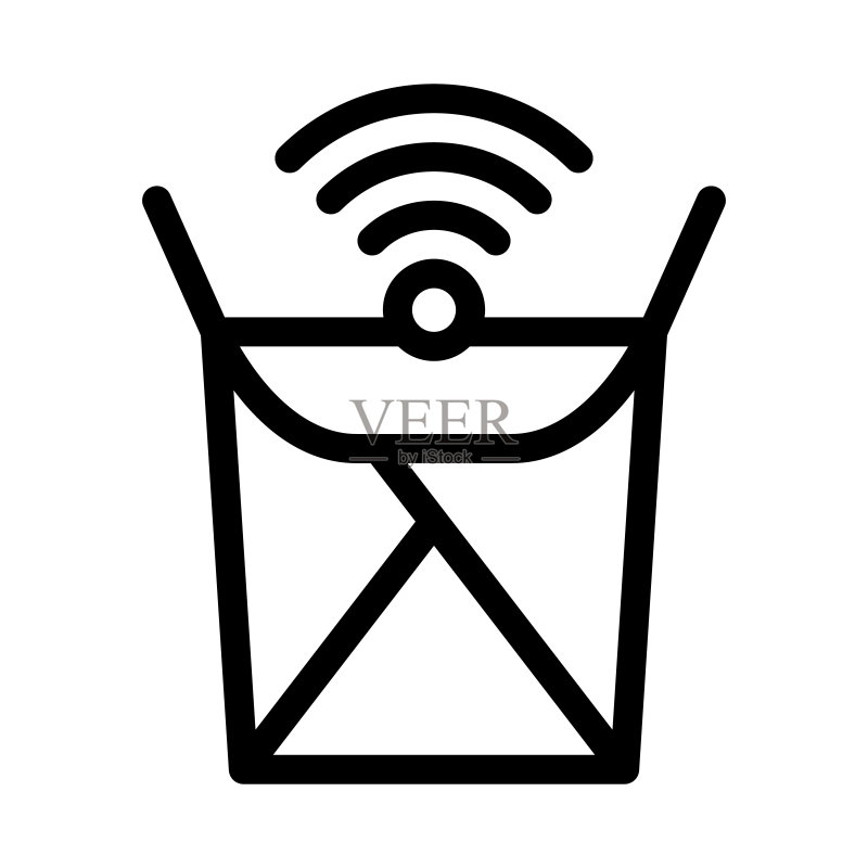食品盒WIFI标记图标矢量轮廓插图图标素材