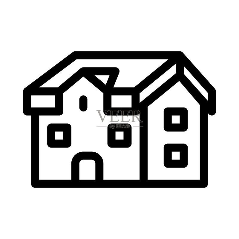 房屋屋顶类型图标矢量轮廓插图图标素材
