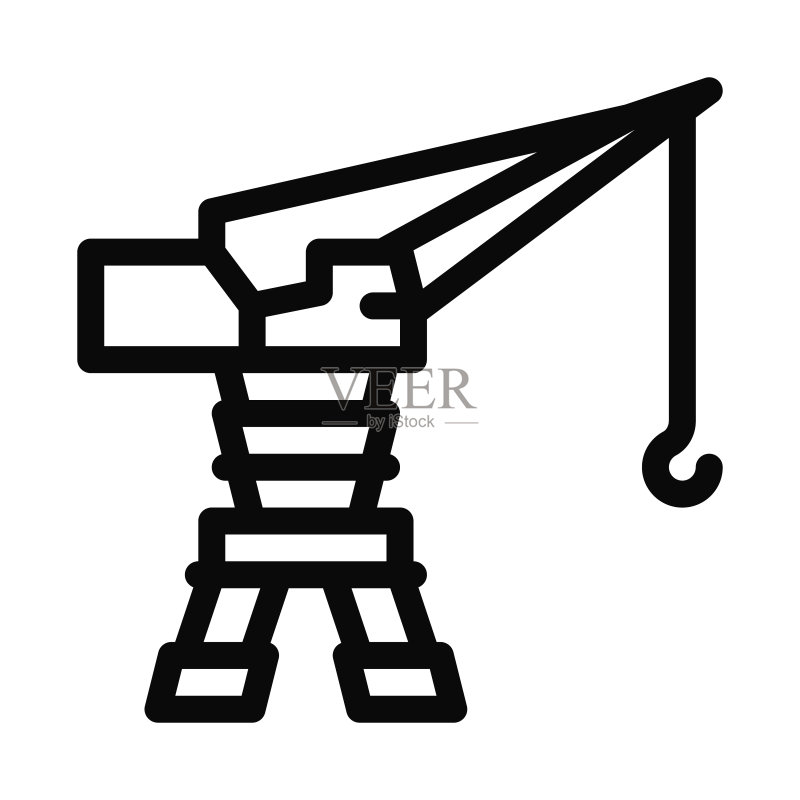 港口起重机图标矢量轮廓插图图标素材