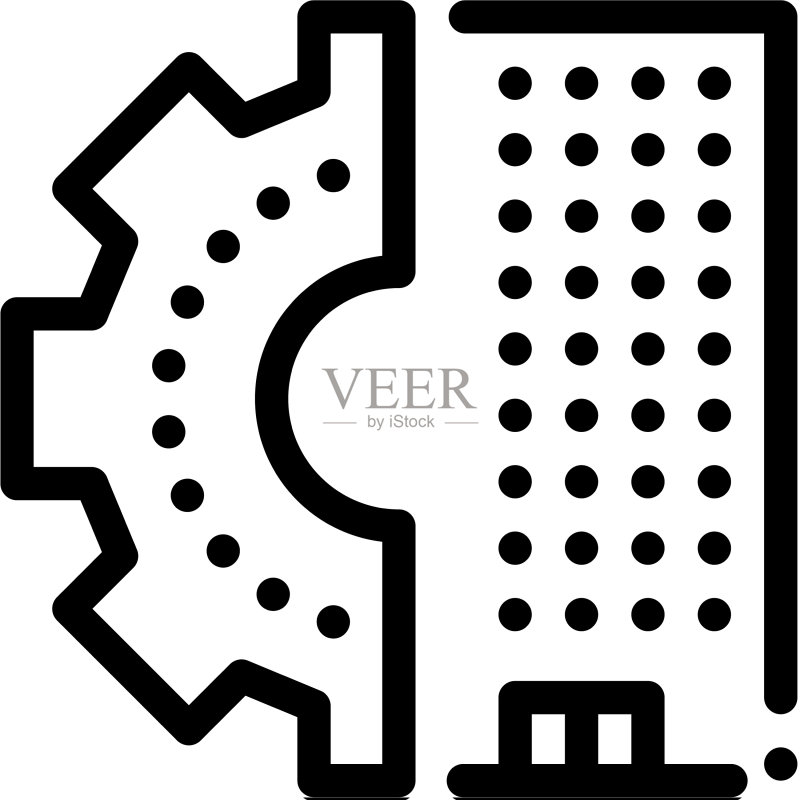 齿轮摩天大楼轮廓图标图标素材