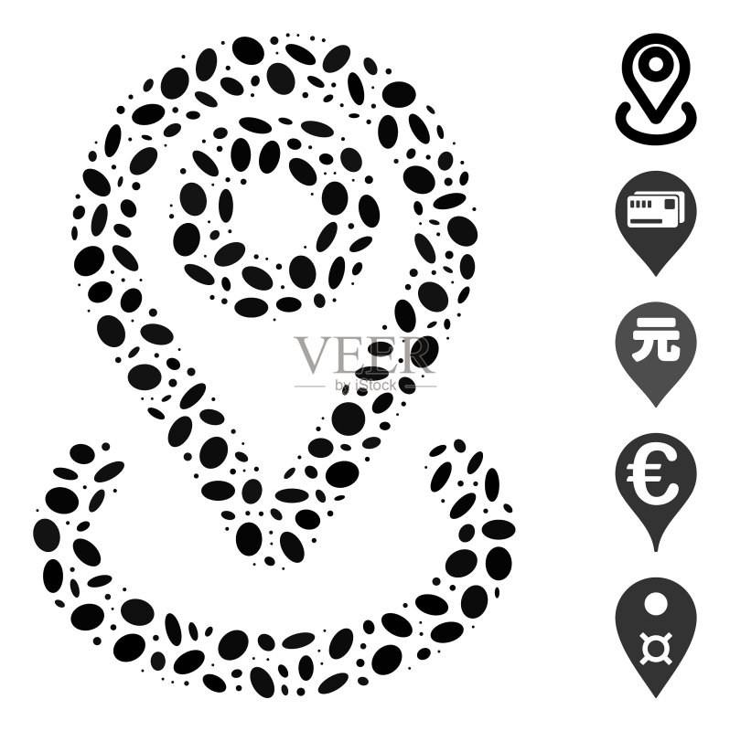 位置主题点状拼贴图标素材