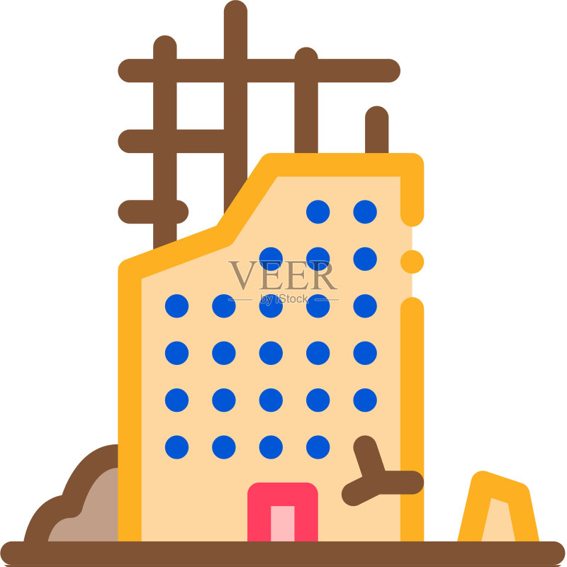 建筑废墟图标轮廓图标素材