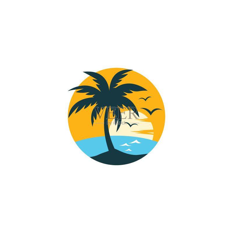日落海滩logo矢量图标图标素材