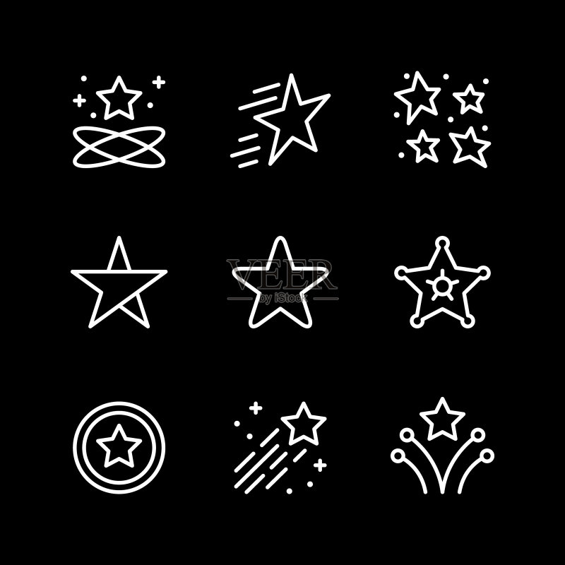 星星线性图标集图标素材