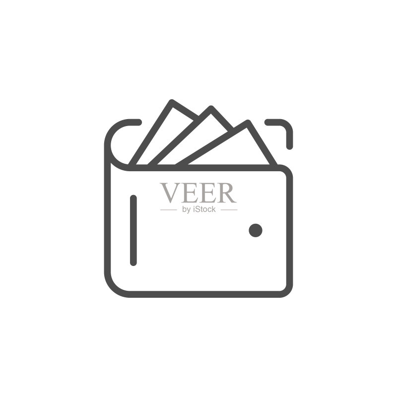 带现金线条轮廓图标的钱包图标素材