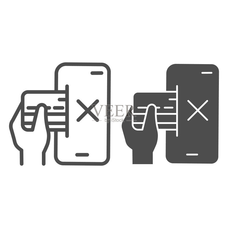 智能手机和信用卡支付问题概念插图图标素材
