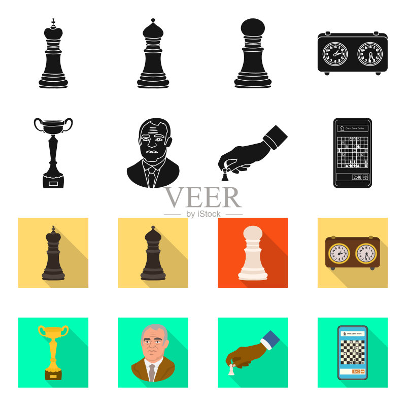 将死棋与细线条标志设计图标素材