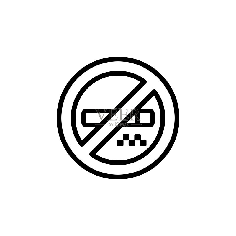 禁止吸烟图标,出租车服务细线轮廓矢量元素,适用于UI和UX、网站或移动应用图标素材