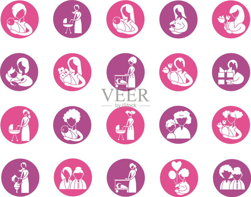 母婴剪影图标合集图标素材