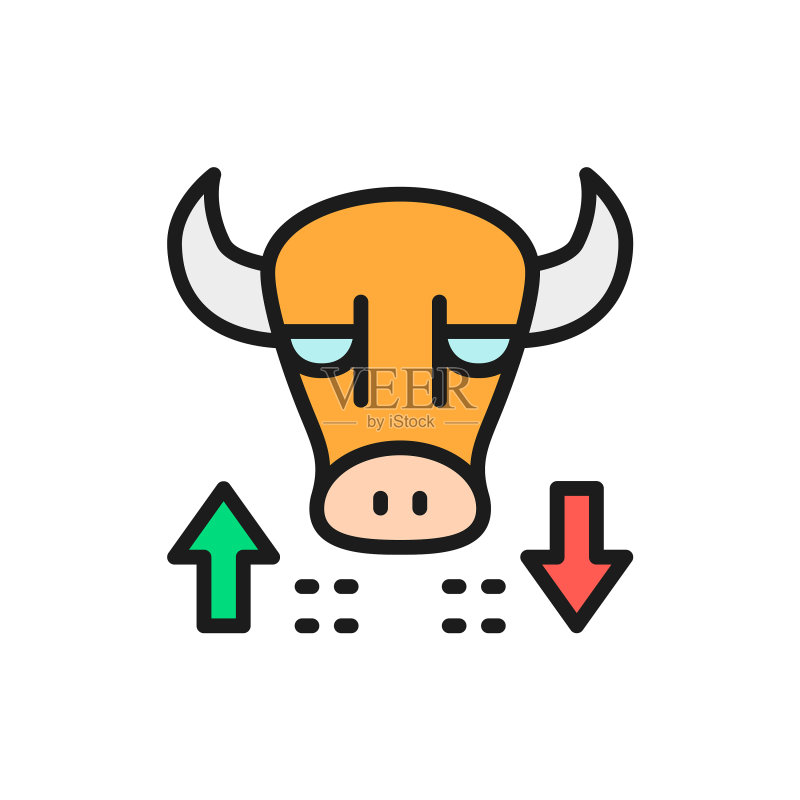 股市金融贸易公牛扁平线条图标图标素材
