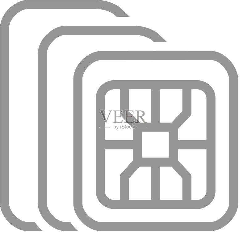 不同类型的SIM卡线性图标:标准、微型图标素材