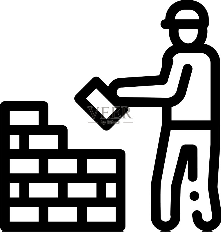 建筑工人图标轮廓图标素材