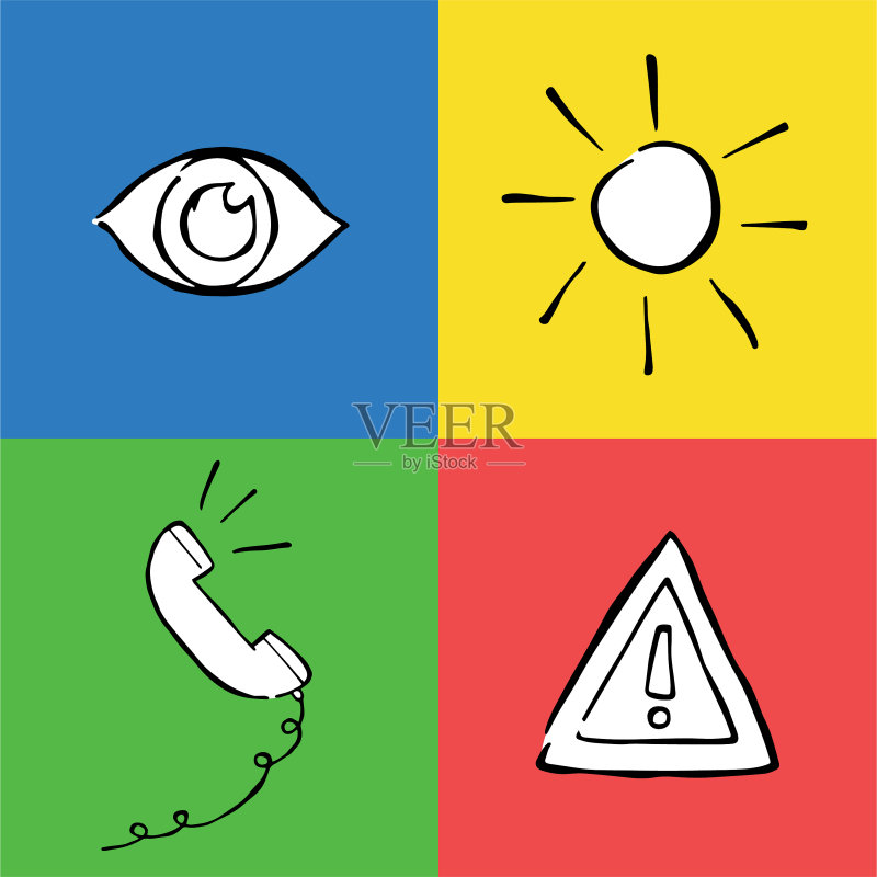 手绘涂鸦眼睛太阳呼叫图标图标素材