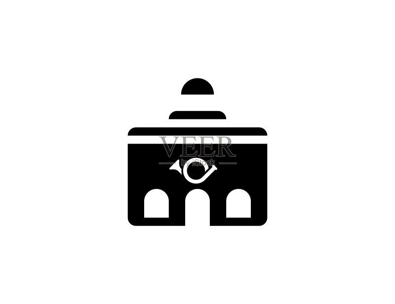 邮局图标。孤立的邮局建筑-向量图标素材