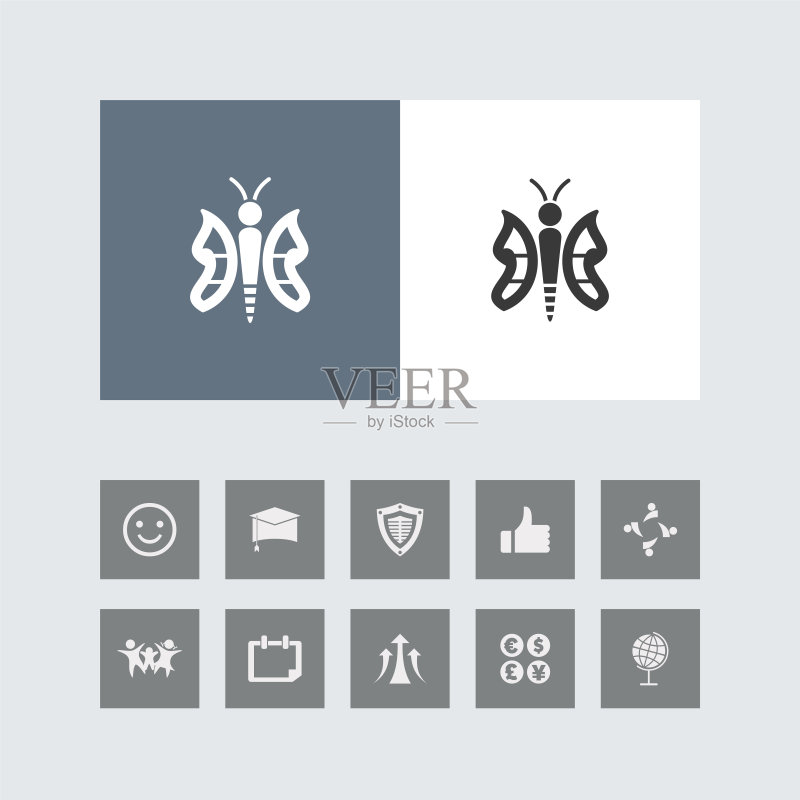 创意蝴蝶图标及赠送图标图标素材