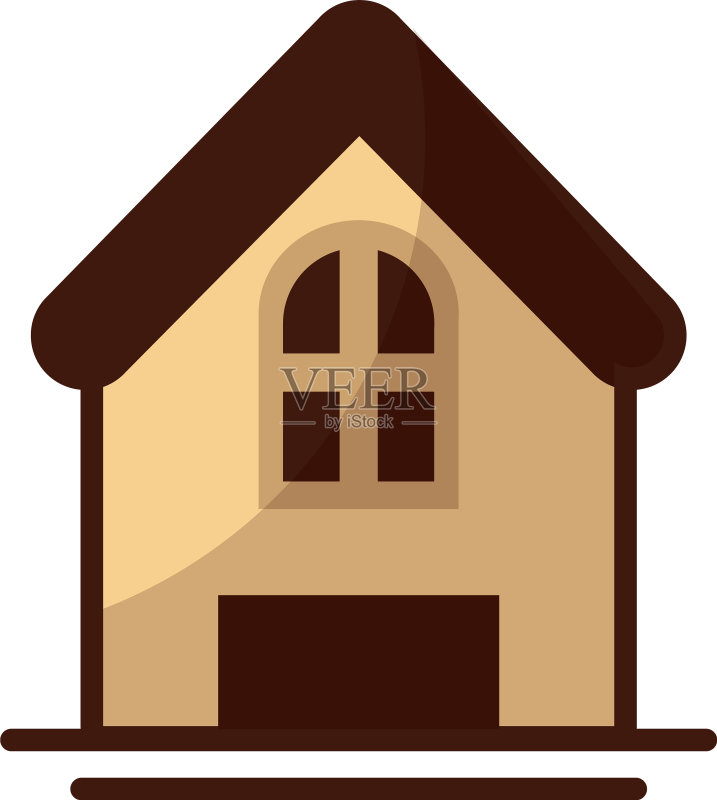 白色背景上的可爱建筑房屋图标素材