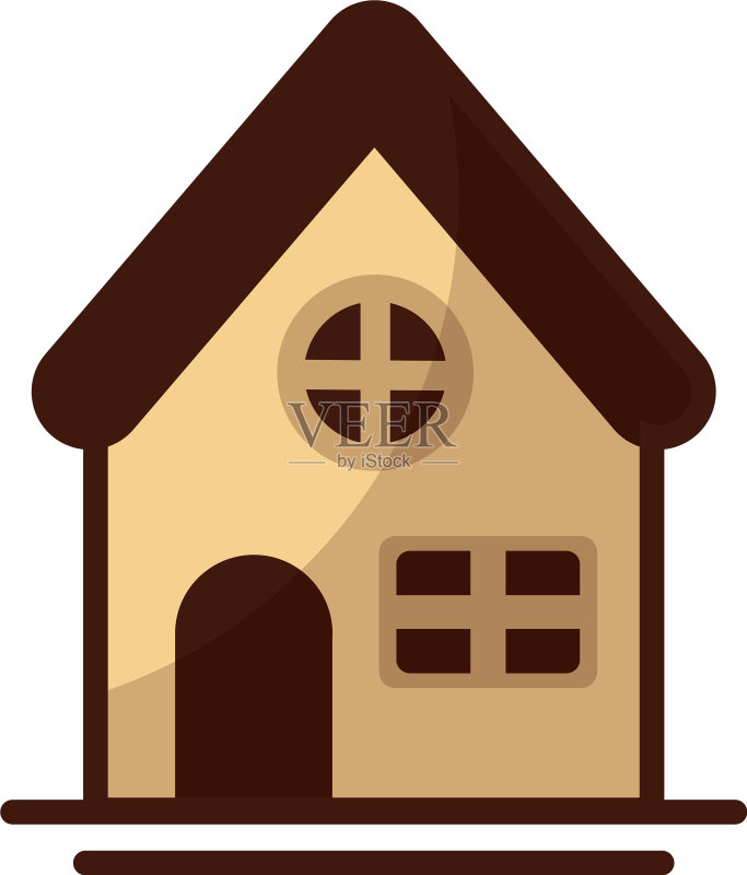 白色背景上的可爱建筑房屋图标素材