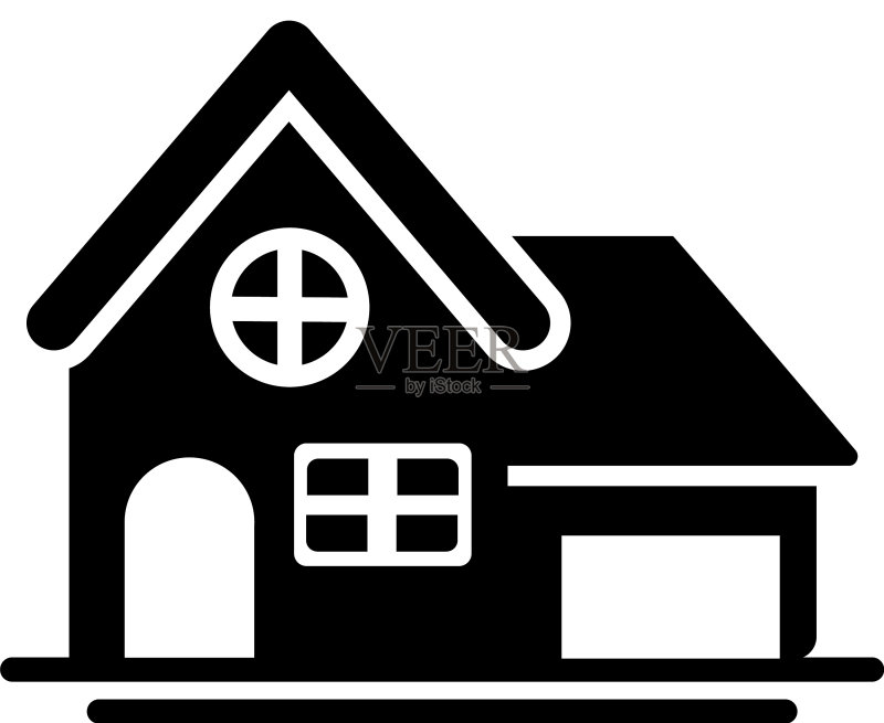 可爱建筑房屋轮廓风格图标图标素材