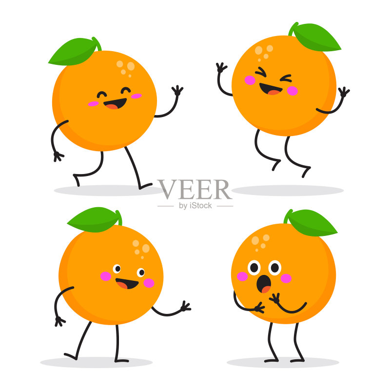 可爱的卡通橙色角色套装图标素材