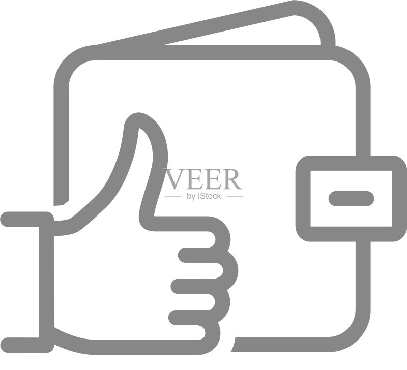 带有点赞线条图标的安全钱包图标素材