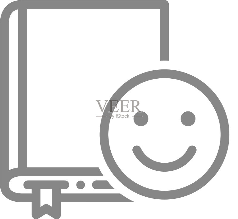 带笑脸的图书线条图标图标素材
