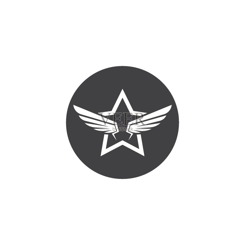 带星星的翅膀标志符号图标矢量图图标素材